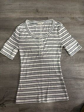Striped Henley Short Sleeve Top